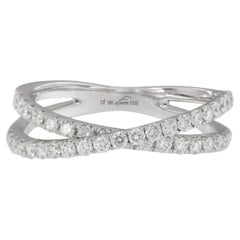 18 Karat White Gold 0.62 Cttw Diamond Crossover X Fashion Ring