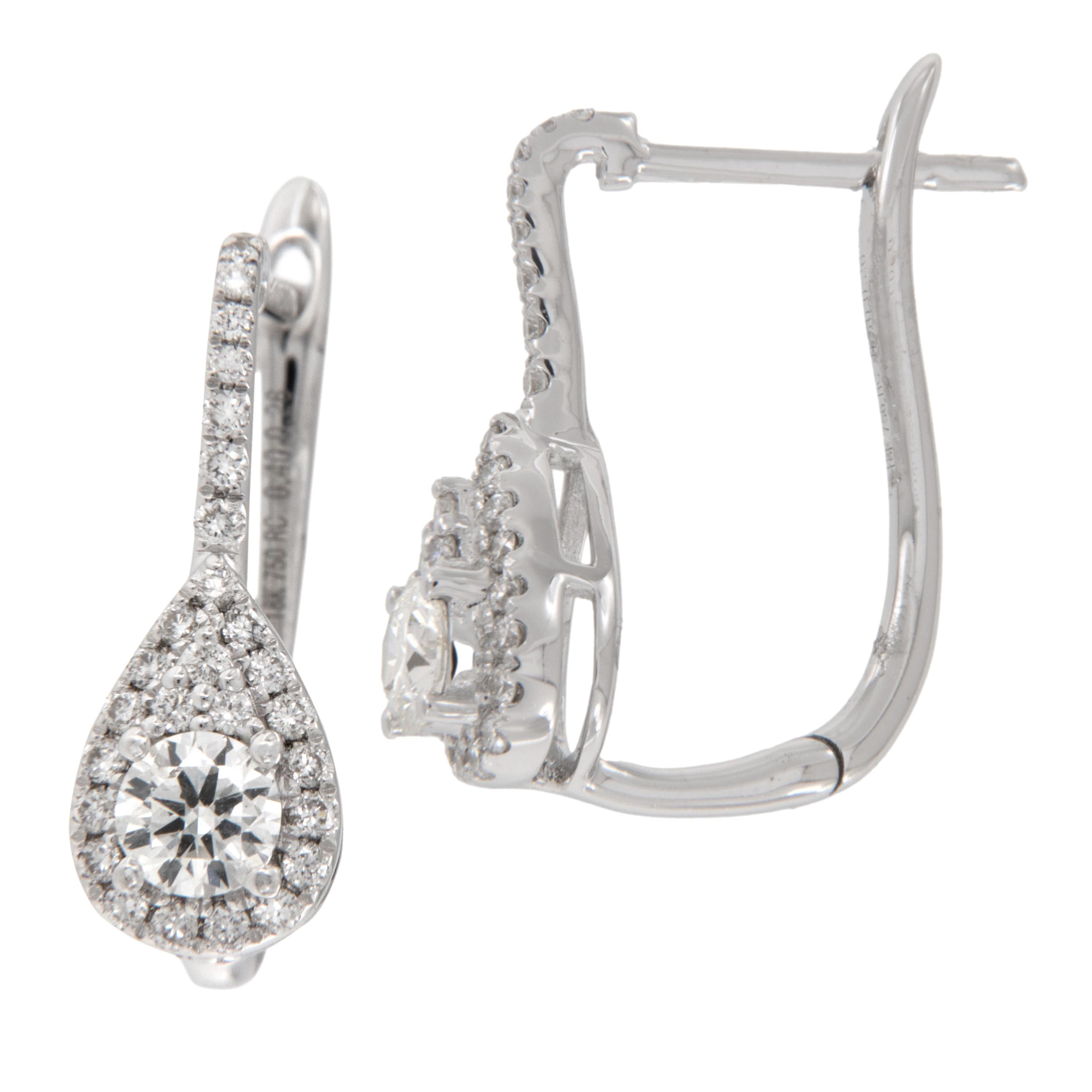 Contemporaneo Orecchini a goccia in oro bianco 18 carati con diamante da 0,66 ct. in vendita