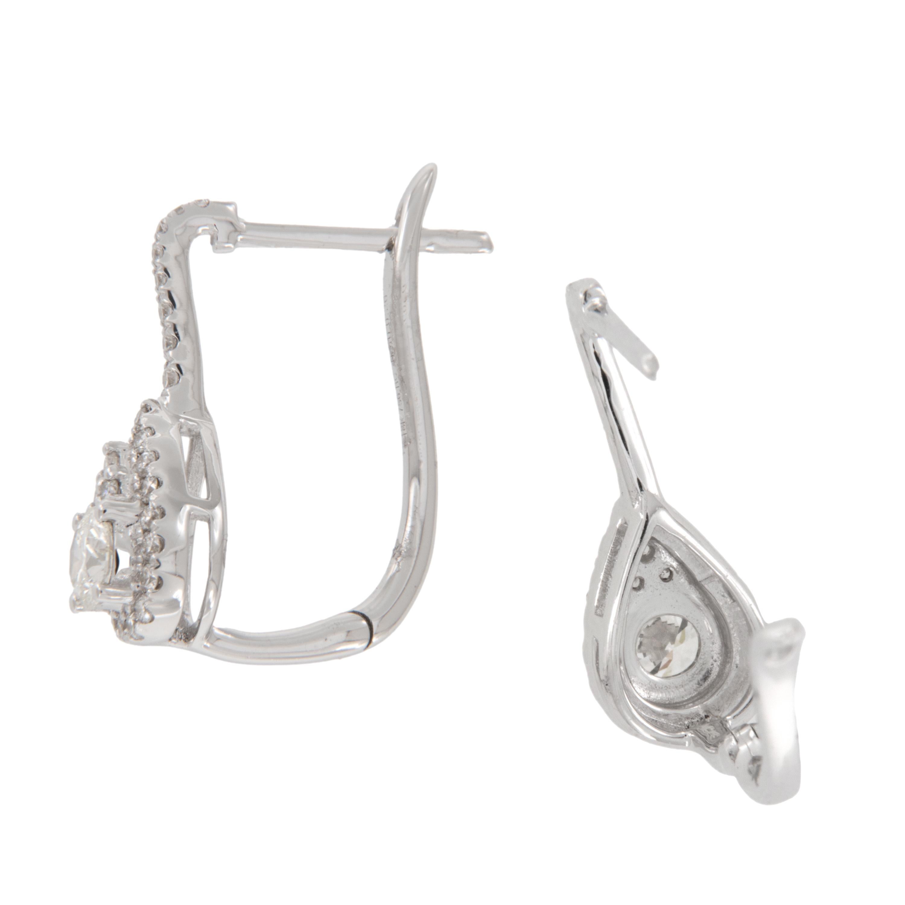 Taglio rotondo Orecchini a goccia in oro bianco 18 carati con diamante da 0,66 ct. in vendita