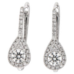 18 Karat White Gold 0.66 Cttw Diamond Drop Leverback Earrings