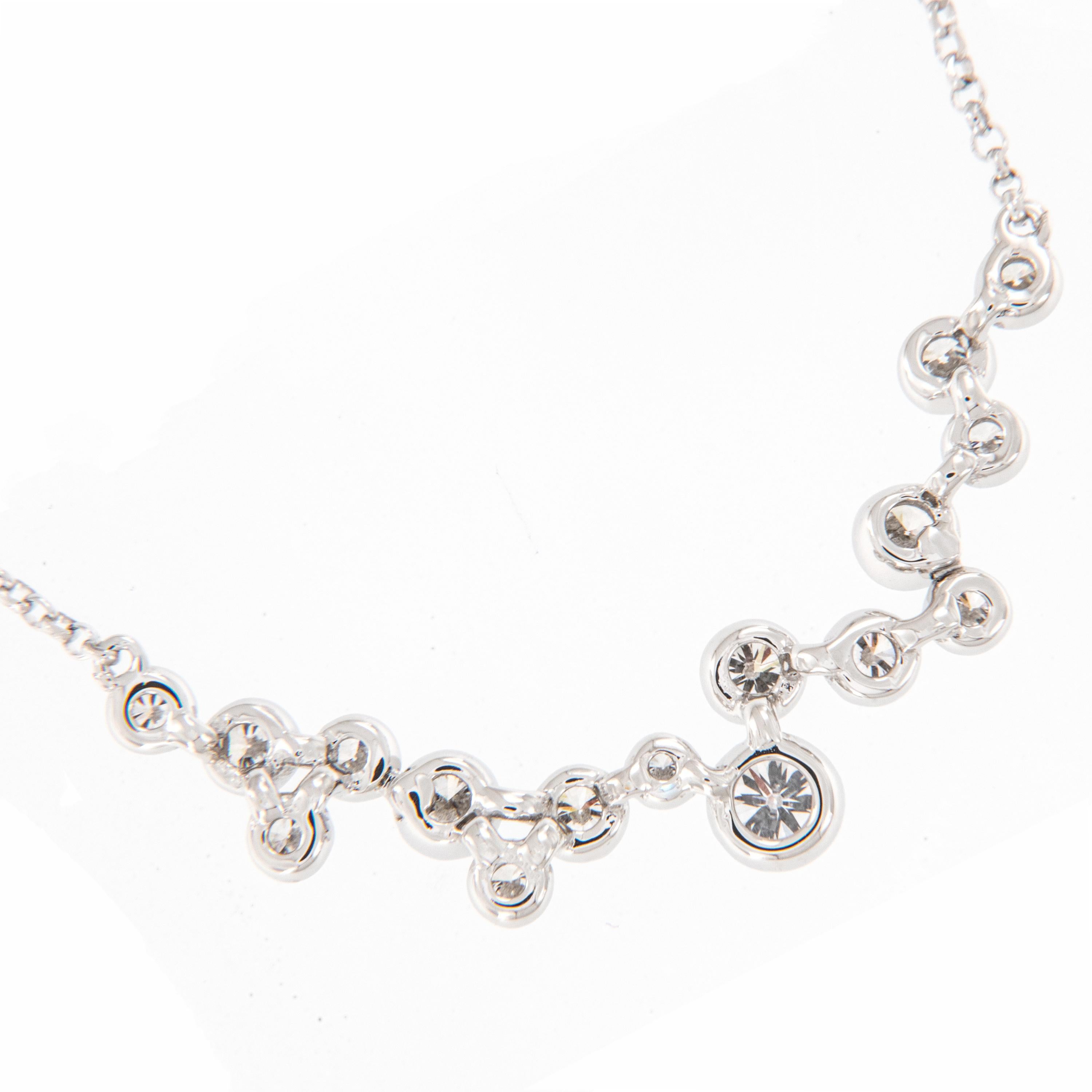 Oro blanco de 18 quilates 0,67 qtw. Collar Burbujas de Diamantes Corte redondo en venta