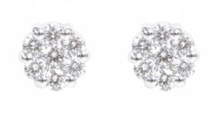 18 Karat White Gold 0.68 Carat Diamond "Illusion-Set" Stud Earrings