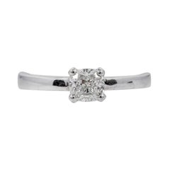 18 Karat White Gold 0.70 Carat Diamond Cushion-Cut Solitaire Engagement Ring