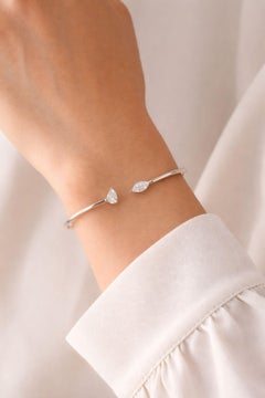 18 Karat White Gold 0.71 Carat Certified Diamond Adjustable Cuff Bracelet