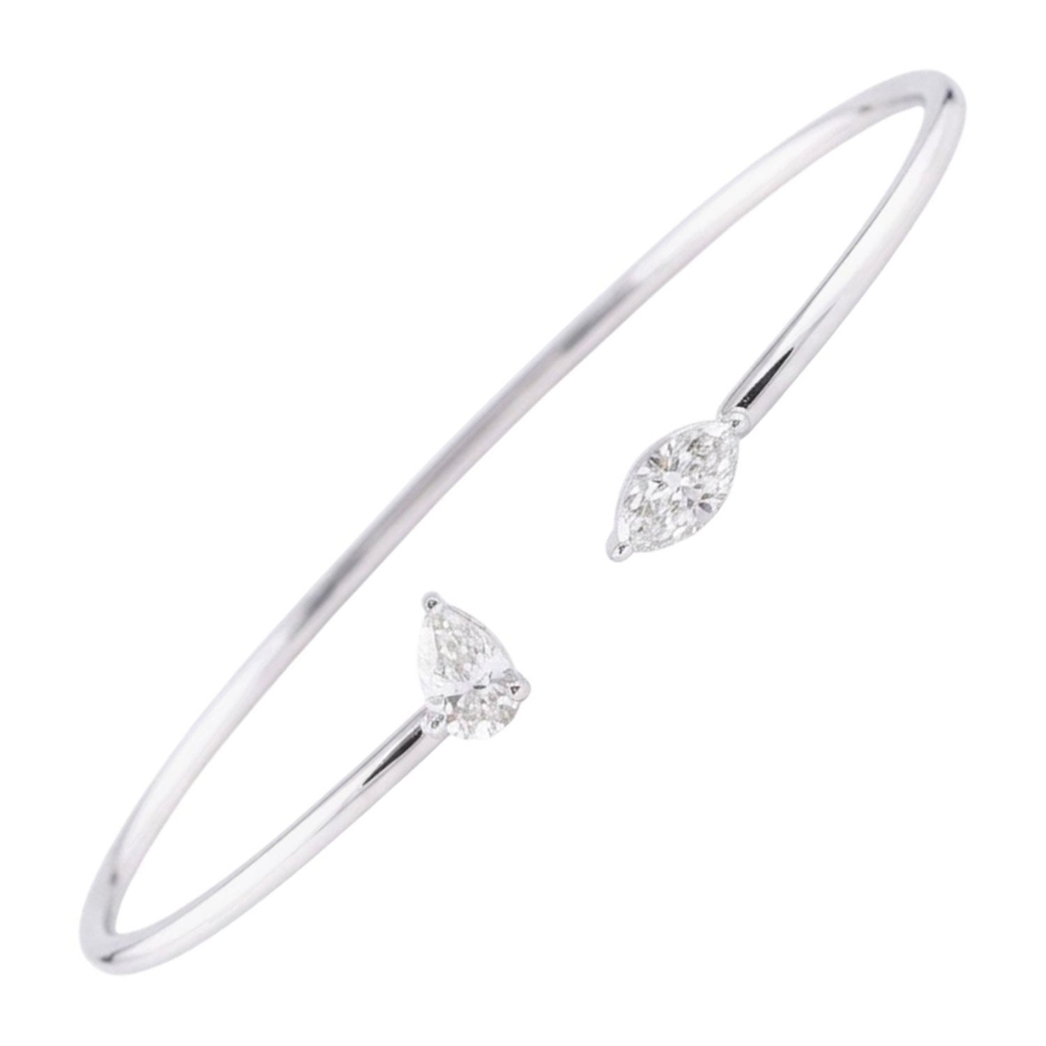 Brazalete ajustable de oro blanco de 18 quilates con diamantes certificados de 0,71 quilates