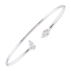 18 Karat White Gold 0.71 Carat Certified Diamond Adjustable Cuff Bracelet