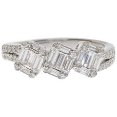 18 Karat White Gold 0.71 Carat Diamond Past Present Future Anniversary Ring