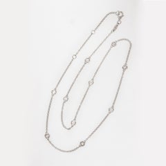 18 Karat White Gold 0.73 Cttw Natural Diamonds Station Necklace