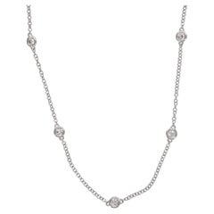 18 Karat White Gold 0.73 Cttw Natural Diamond By The Yard Necklace