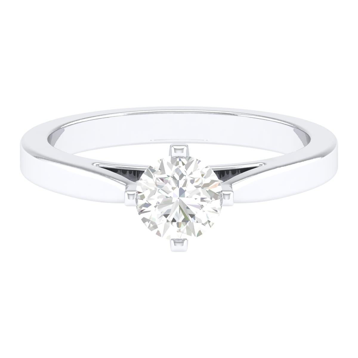 Women's 18 Karat White Gold 0.74 Carat Diamond Solitaire Ring For Sale