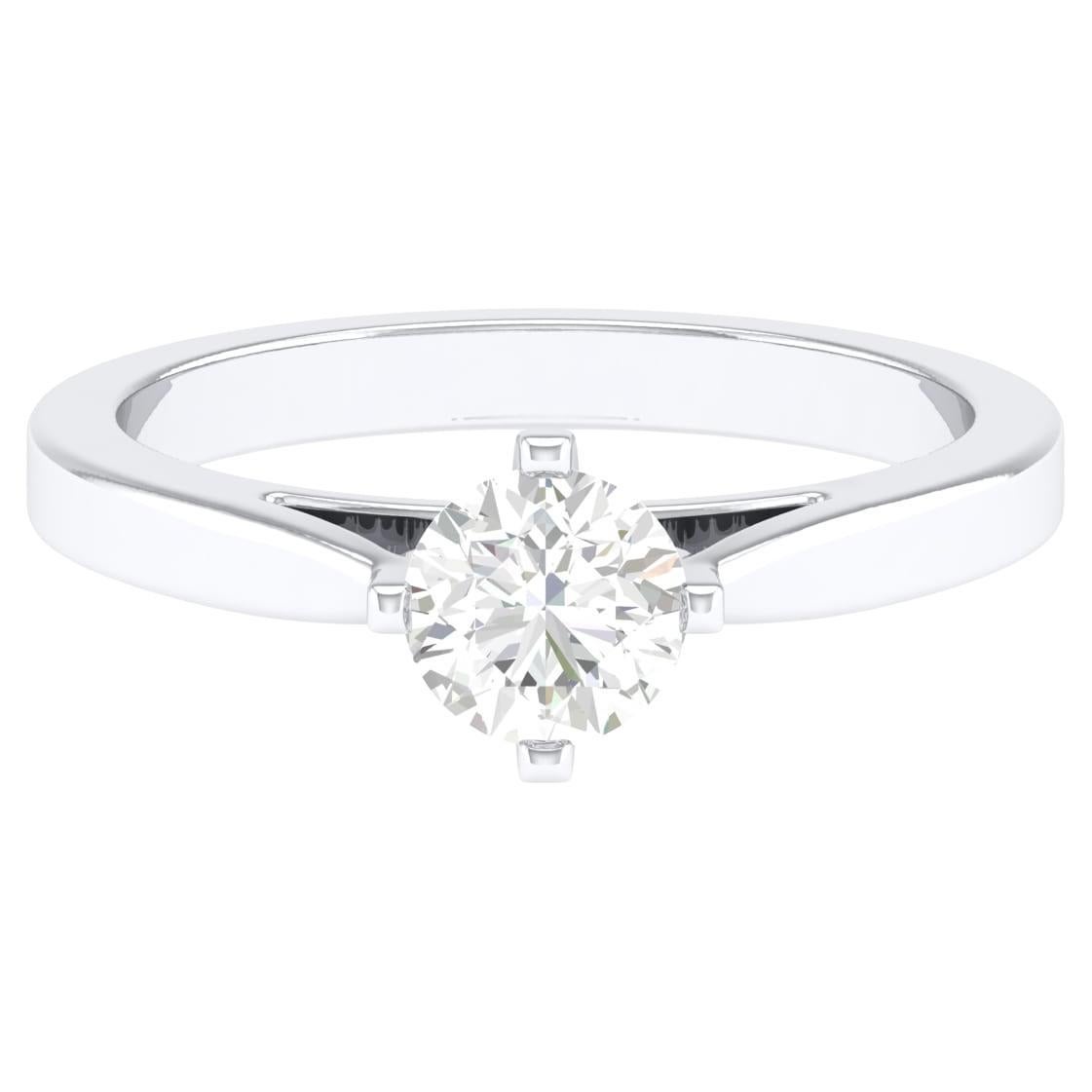 18 Karat White Gold 0.74 Carat Diamond Solitaire Ring For Sale