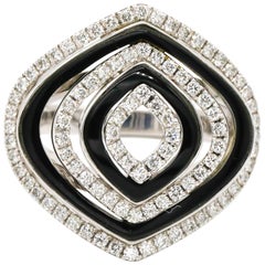 18 Karat White Gold 0.75 Carat Diamond Pave Black Onyx Cocktail Ring
