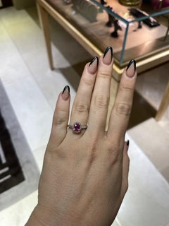 18 Karat White Gold 0.75 Carat Pink Sapphire Diamond Halo Ring