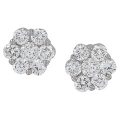 Clous d'oreilles en or blanc 18 carats avec diamants 0,75 carattw 