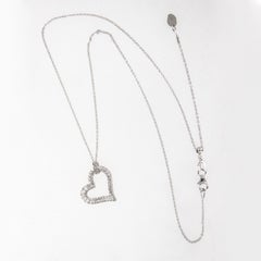 18 Karat White Gold 0.75 Cttw. Pave' Floating Heart Necklace