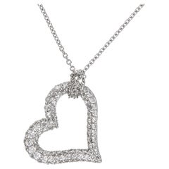 18 Karat White Gold 0.75 Cttw. Pave' Floating Heart Necklace