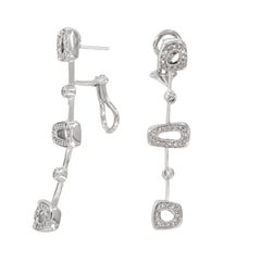 18 Karat White Gold 0.78 Cttw Diamond Drop Earrings by Antonini, Milano Italy