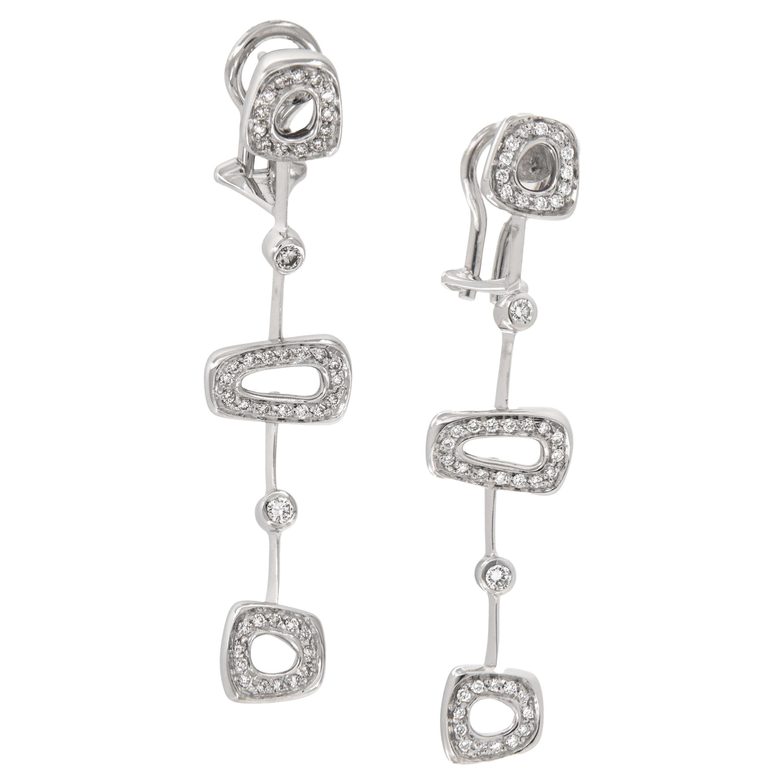 18 Karat White Gold 0.78 Cttw Diamond Drop Earrings by Antonini, Milano Italy im Angebot