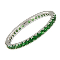18 Karat White Gold 0.78 Cttw Tsavorite Garnet Eternity Band Ring