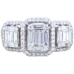 18 Karat White Gold 0.79 Carat Diamond Past Present Future Anniversary Ring