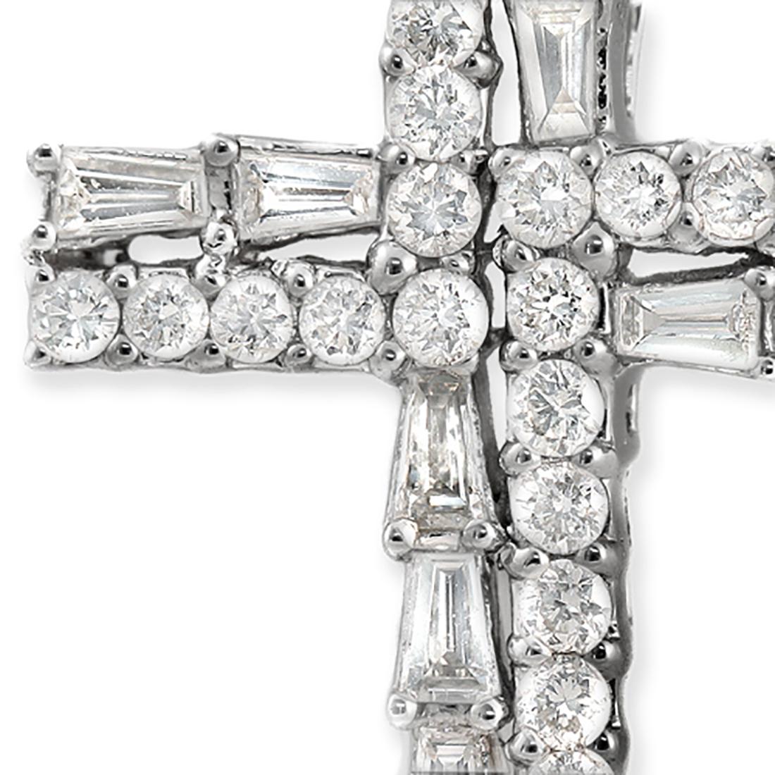 diamond baguette cross necklace
