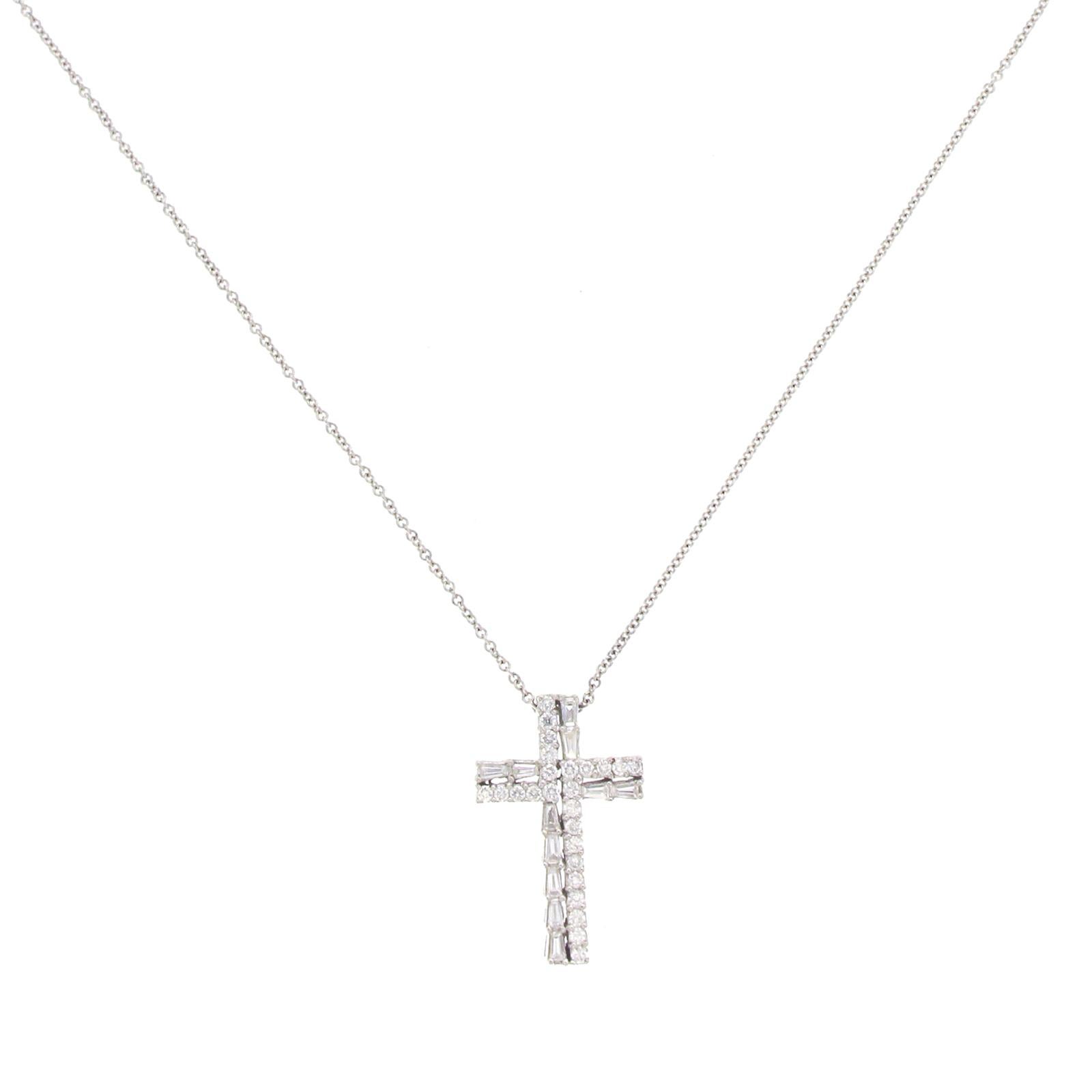 baguette diamond cross necklace