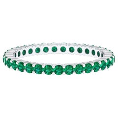 18 Karat White Gold 0.85 Carat Emerald Eternity Ring