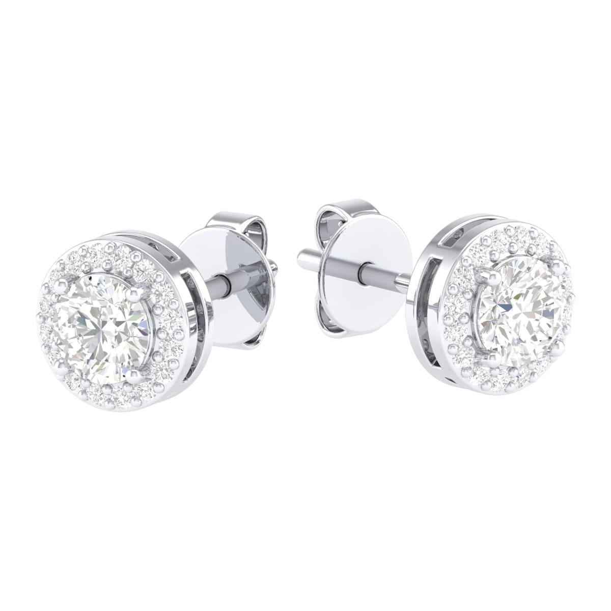 Contemporary 18 Karat White Gold 0.96 Carat Diamond Solitaire Stud Earrings For Sale