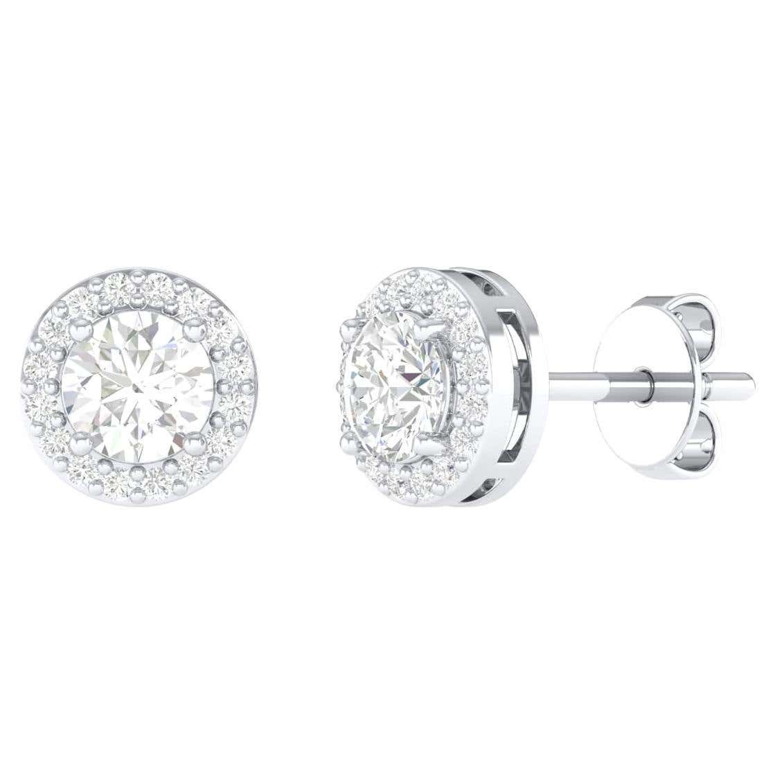 18 Karat White Gold 0.96 Carat Diamond Solitaire Stud Earrings For Sale ...