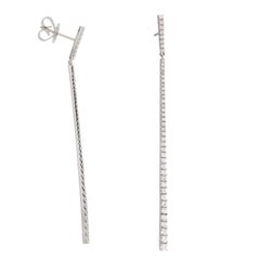 18 Karat White Gold 0.97 Cttw. Diamond Long Dangle Earrings