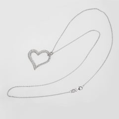 18 Karat White Gold 0.99 Cttw. Pave' Diamond Floating Heart Necklace