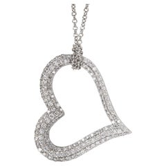Oro bianco 18 carati 0,99 Cttw. Collana con cuore fluttuante in diamanti "Pave