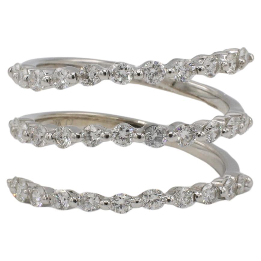 18 Karat White Gold 1.00 Carat Natural Diamond Coil Flex Band Ring