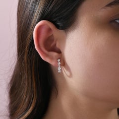 18 Karat White Gold 1 Carat Natural SI/H Mixed Cut Diamond Hoops Earrings