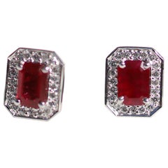 18 Karat White Gold 1 Karat Ruby and 40 0.01 Karat Diamonds