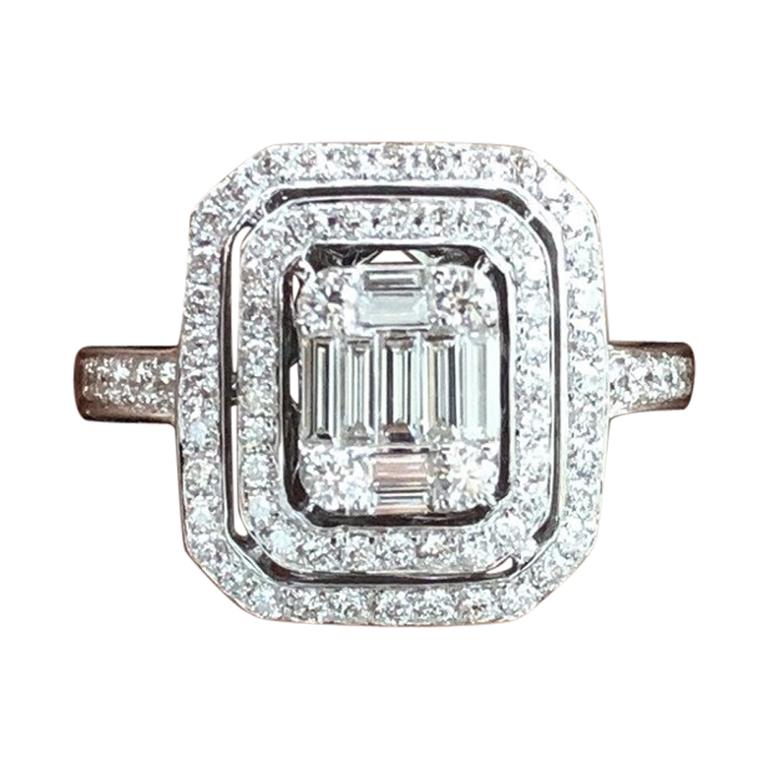 18 Karat White Gold 1.00 Carat Diamond Engagement Ring For Sale