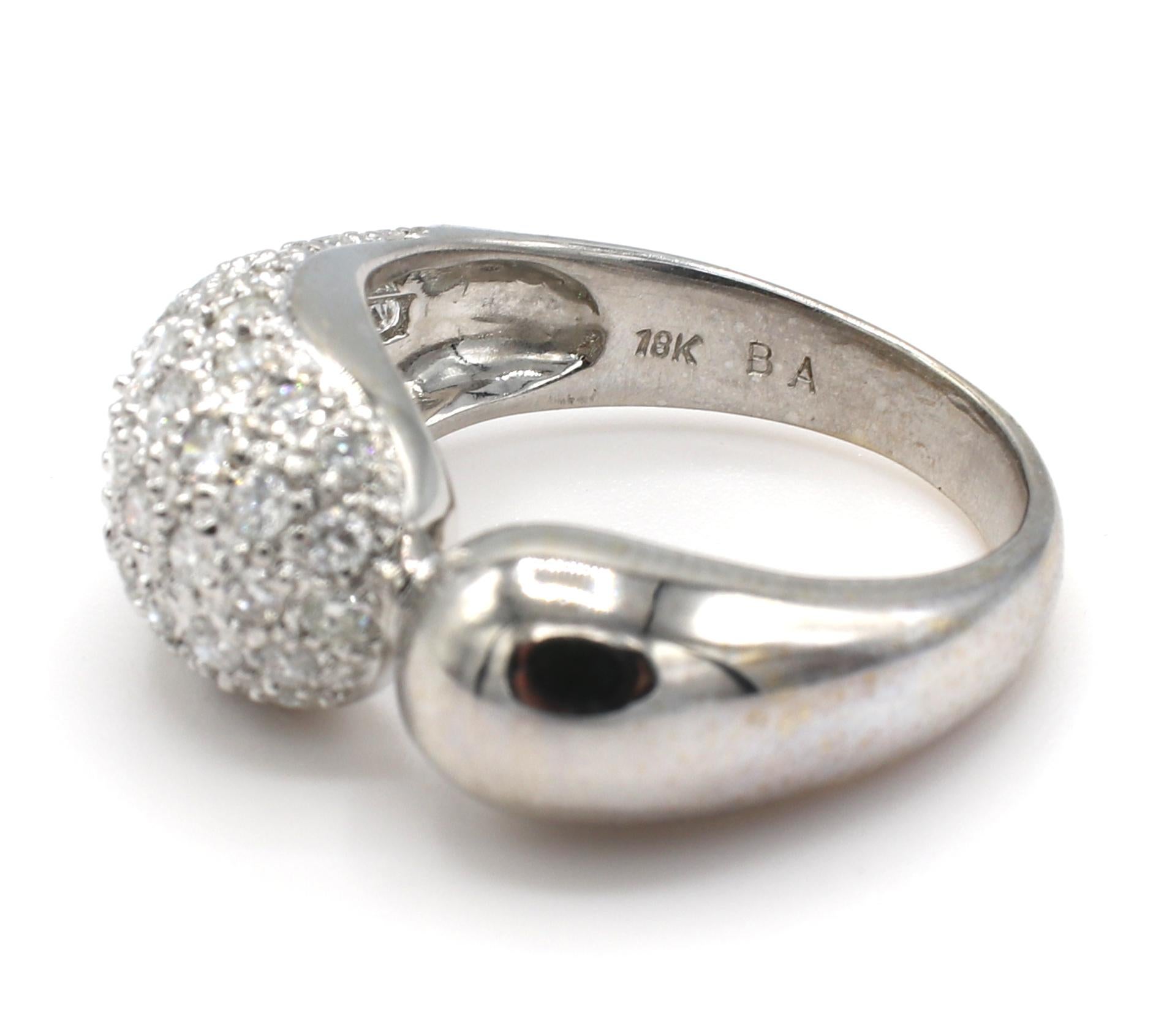 18 Karat Weißgold 1,00 Karat Pavé-Diamant-Kuppelring (Rundschliff)
