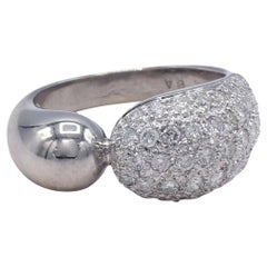 18 Karat Weißgold 1,00 Karat Pavé-Diamant-Kuppelring
