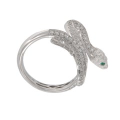 18 Karat White Gold 1.00 Carat Total Weight Diamond Serpent Ring