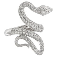 Anillo Serpiente de Diamantes de Oro Blanco de 18 Quilates y 1,00 Quilates de Peso Total