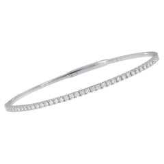 Bracelet jonc souple en or blanc 18 carats avec diamants de 1,00 carat