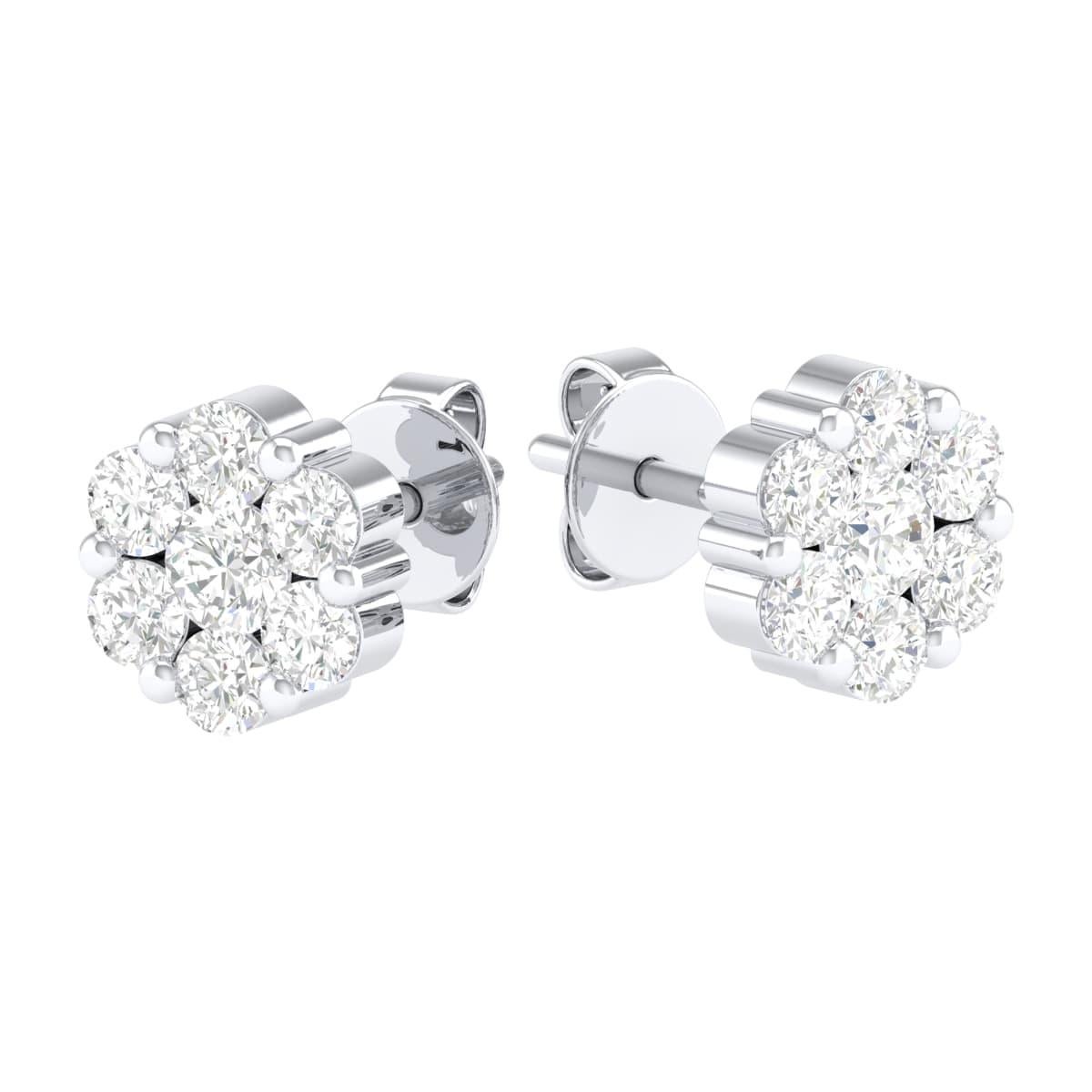 Elevate your elegance with our exquisite 18 Karat White Gold 1.01 Carat Diamond Flower Stud Earrings—an epitome of timeless sophistication. Each piece is meticulously crafted, embodying a harmonious fusion of artistry and nature.

Delicately set in