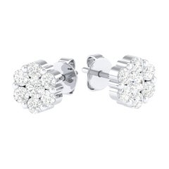 18 Karat White Gold 1.01 Carat Sapphire Flower Stud Earrings