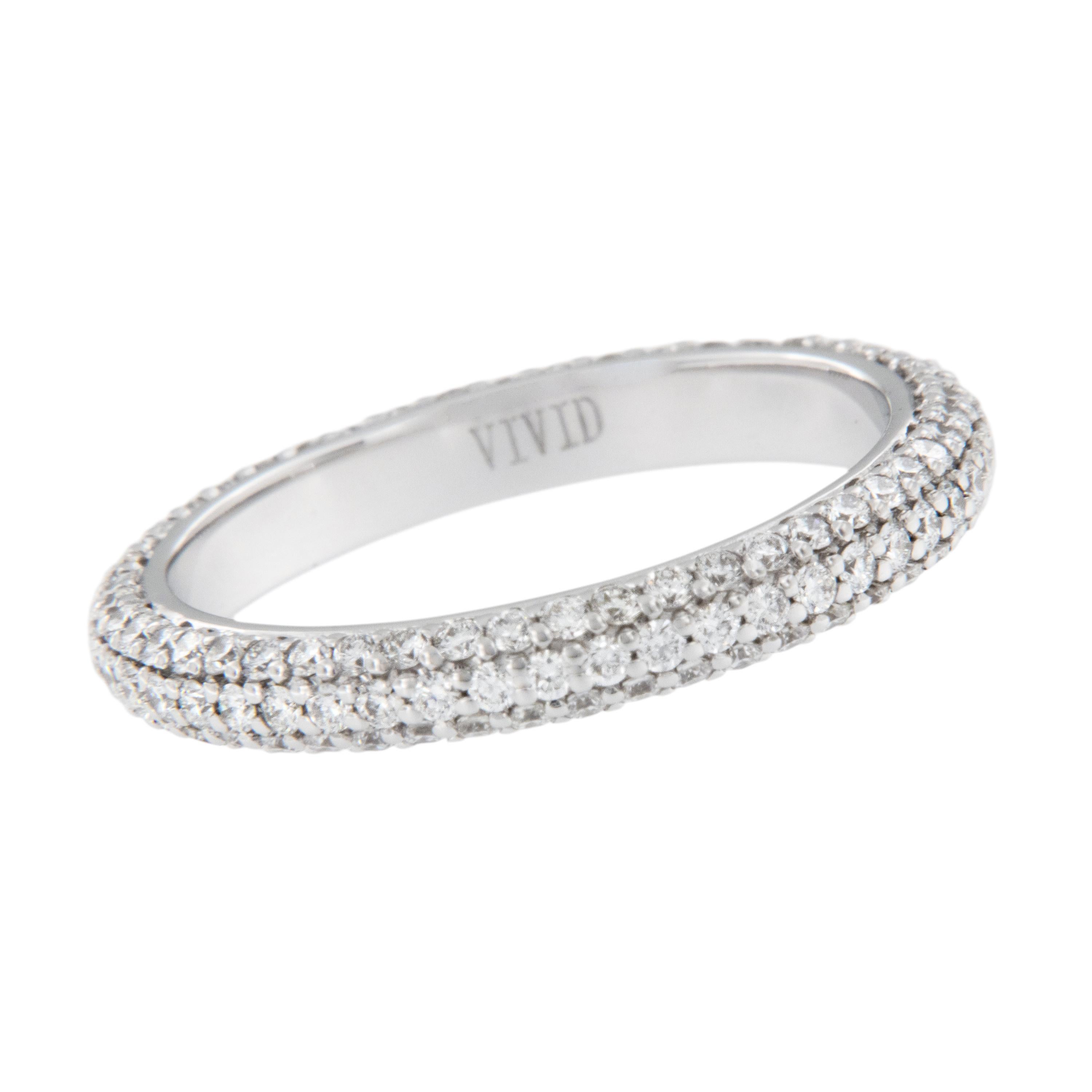 Taille ronde Bracelet d'éternité en or blanc 18 carats avec diamants de 1,04 carat en vente