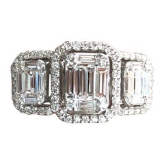 18 Karat White Gold 1.05 Carat Diamond Past Present Future Ring