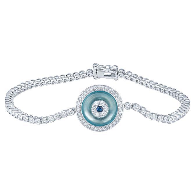 18 Karat White Gold 1.05ctw Diamond Evil Eye Bracelet