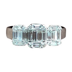 18 Karat White Gold 1.07 Carat Diamond Past Present Future Anniversary Ring