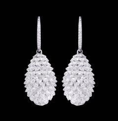 18 Karat White Gold 10.72 Carat Diamond RoseCut Pineapple Drop Cocktail Earrings