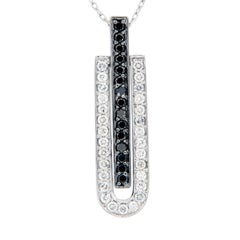 Collana con ciondolo mobile in oro bianco 18 carati e diamanti bianchi e neri da 1,11 carati