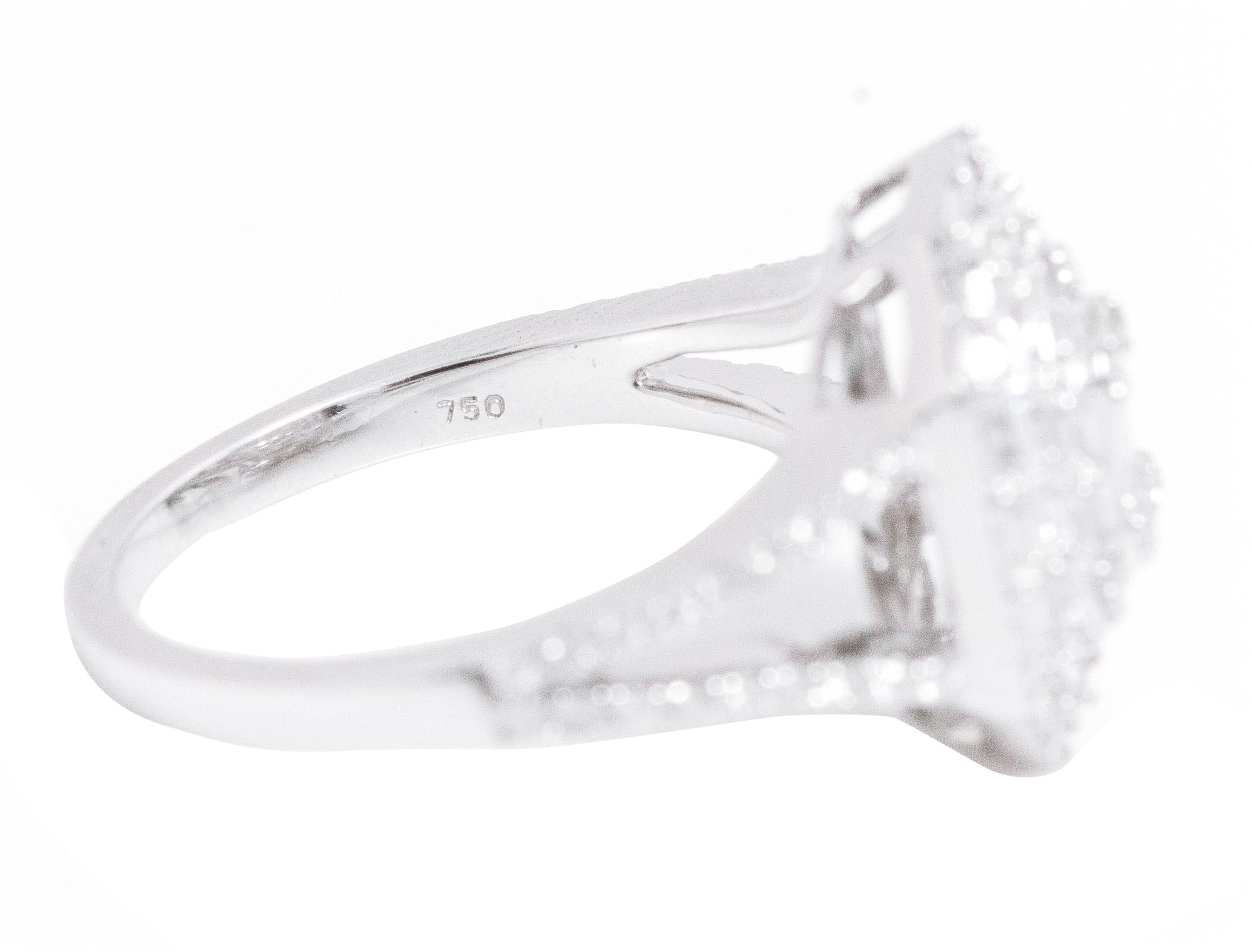 Women's 18 Karat White Gold 1.12 Carat Diamond Contemporary-Style Ring For Sale